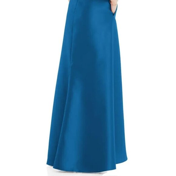 Alfred Sung Classic Blue Strapless Satin Gown - Picture 4 of 4